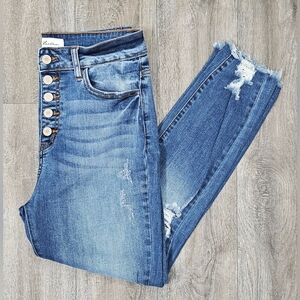 KanCan Medium Wash Button-Fly Cropped Jeans-Size 7/27